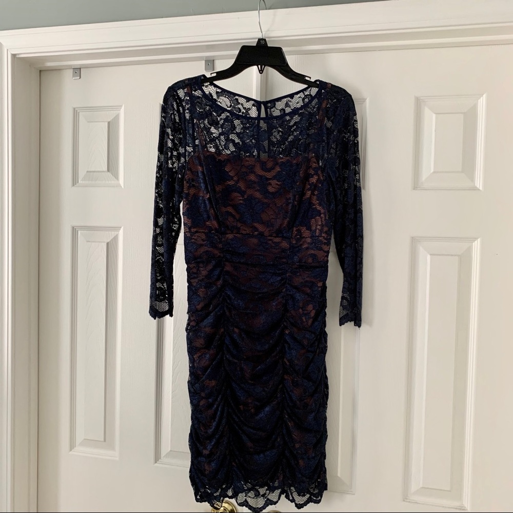 Eliza J dark blue lace dress